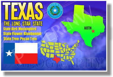 Texas Geography - NEW U.S Travel Poster (tr550)