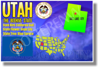 Utah Geography - NEW U.S Travel Poster (tr551)