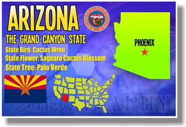 Arizona Geography - NEW U.S Travel Poster (tr559)