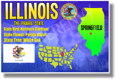 Illinois Geography - NEW U.S Travel Poster (tr564)