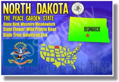 North Dakota Geography - NEW U.S Travel Poster (tr569)