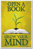 Open A Book Grow Your Mind - NEW Classroom Motivational Reading Poster (cm1023)