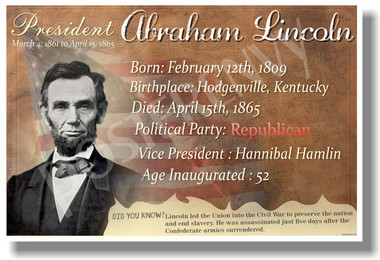 Presidential Series - U.S. President Abraham Lincoln - New Social Studies Poster PosterEnvy