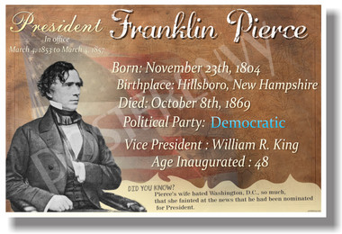 Presidential Series - U.S. President Franklin Pierce - New Social Studies Poster PosterEnvy