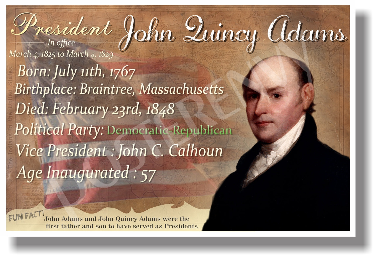 Presidential Series U S President John Quincy Adams New Social Studies Poster Fp344