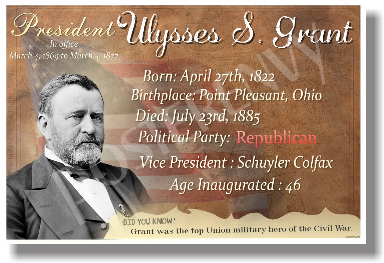 Presidential Series U S President Ulysses S Grant New Social Studies Poster