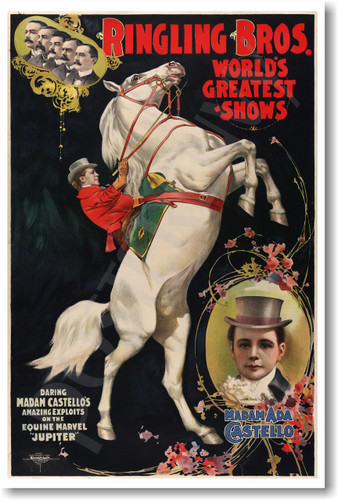 Ringling Bros - World's Greatest Shows - Ringmaster Madam Ada Castello - Vintage Reproduction Art Circus Poster (vi568) PosterEnvy