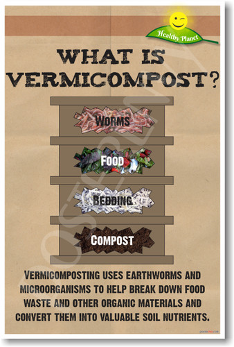 What is Vermicompost? Composting Earthworms NEW Healthy Planet Ecology Recycle Poster (he058) PosterEnvy Ecology Reduce Reuse Recycle Worm Farm