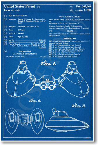 Star Wars Movie 2 Pod Cloud Car Patent NEW Famous Invention Patent Poster (fa132) PosterEnvy Gift Lucas