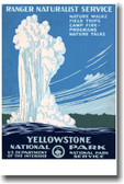 Yellowstone National Park - Geyser - Ranger Naturalist Service - Vintage Poster