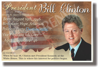 Presidential Series - U.S. President Bill Clinton- New Social Studies Poster