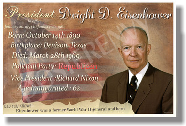 Presidential Series - U.S. President Dwight D. Eisenhower - New Social Studies Poster (fp384) American History PosterEnvy