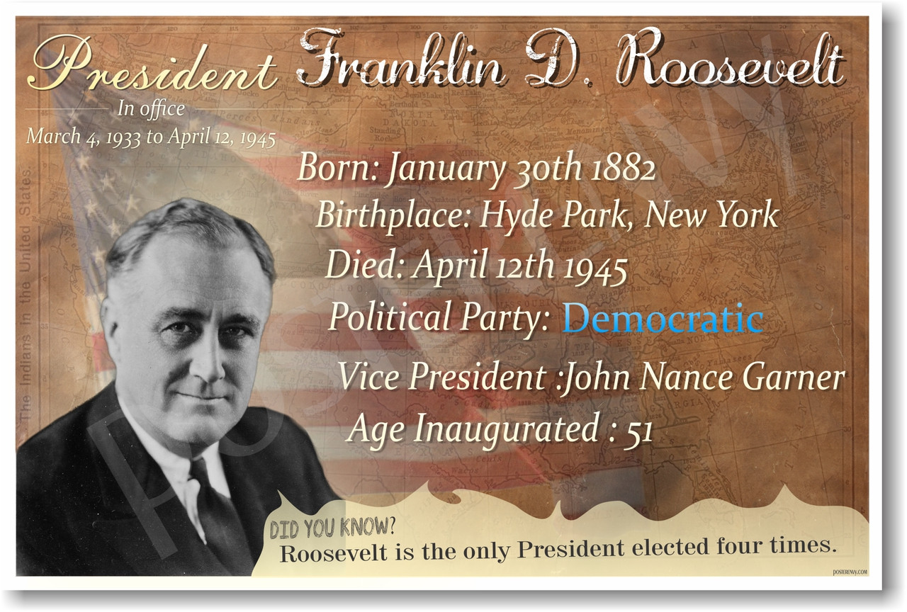 President　Presidential　Franklin　Series　(fp385)　Studies　D.　Roosevelt　Social　New　Poster