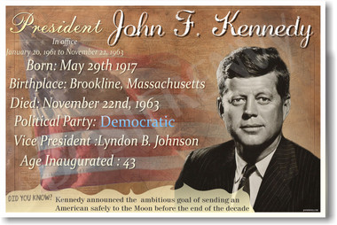 Presidential Series - U.S. President John F. Kennedy - New Social Studies Poster (fp391) American History PosterEnvy