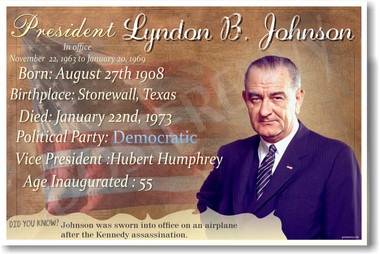 Presidential Series - U.S. President Lyndon B. Johnson - New Social Studies Poster (fp392) American History PosterEnvy