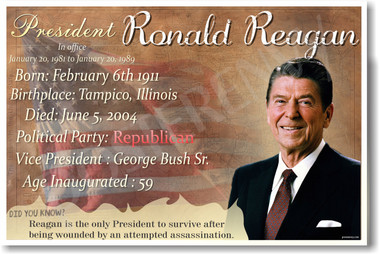 Presidential Series - U.S. President Ronald Reagan - New Social Studies Poster (fp394) Amerrican History Cold War PosterEnvy