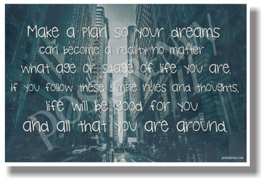 Make A Plan So Your Dreams Can Become A Reality... - NEW Classroom Motivational Poster (cm1089)