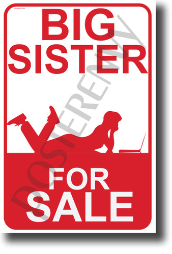 Big Sister For Sale NEW Humor POSTER (hu393) PosterEnvy Brother Funny Joke Sign Gift