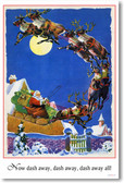 Santa Claus - Jolly St. Nick Sleigh Reindeer -Twas the Night Before Christmas - Vintage Holiday Poster