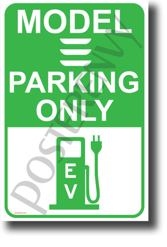 Tesla Model 3 Parking Only (Green) NEW Electric Vehicle Humor POSTER (hu400) Elon Musk