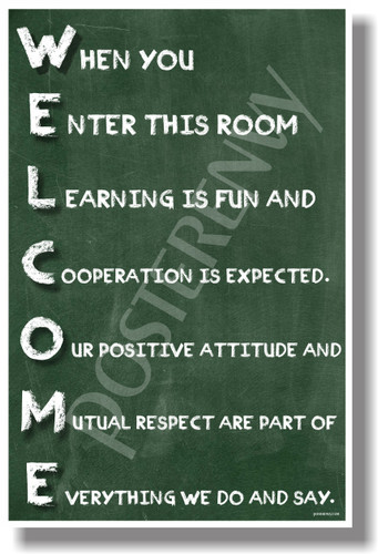 Welcome When You Enter This Room chalkboard New Classroom Motivational Poster (cm1185) learning teachers students friendly