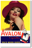 Avalon Cigarettes - You'd Never Guess - Vintage Cigarette Ad