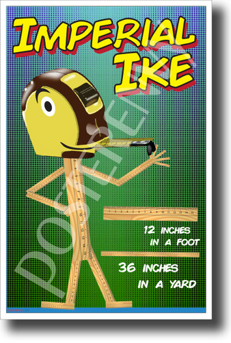 Imperial Ike New Math & Science Measurement Poster (ms309) tape measure feet inches classroom teacher students