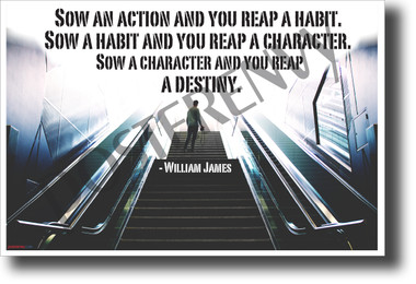Sow an action and you reap a habit Sow a habit and you reap a character Sow a character and you reap a destiny William James NEW Classroom Motivational Poster (cm1201) escalator 