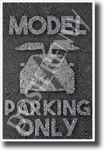 Tesla Model X Parking - NEW Electric Vehicle Humor POSTER (hu404) PosterEnvy Poster Elon Musk EV Auto Cars
