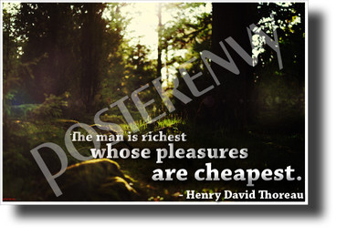 "The Man Is Richest Whose Pleasures Are Cheapest" - Henry David Thoreau - NEW Famous Person Quote Poster (cm1222) PosterEnvy Poster