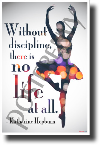 Without Discipline, There is No Life at All - Katharine Hepburn - NEW Classroom Motivational Poster