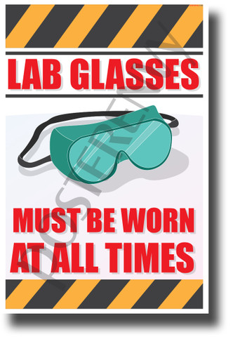 Lab Glasses Must Be Worn at All Times - NEW Classroom Science Poster
