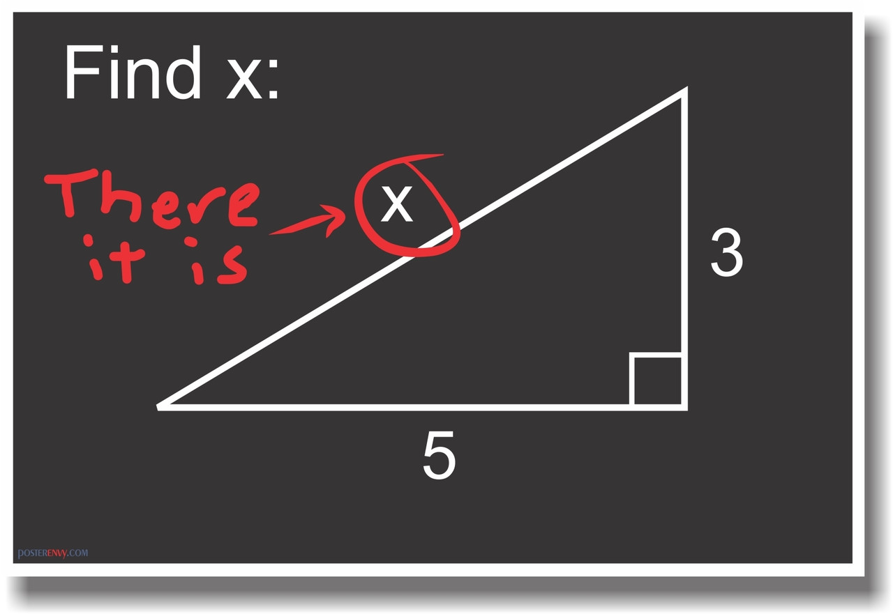 Find X... There it is! - NEW Humor Funny Math Geometry POSTER