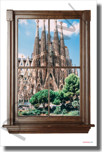 Spain Skyline - Window View - NEW World Travel Poster