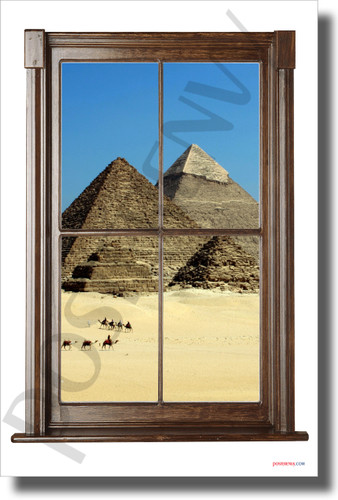 Great Pyramids of Giza - Window View - NEW World Travel Poster (tr613)
