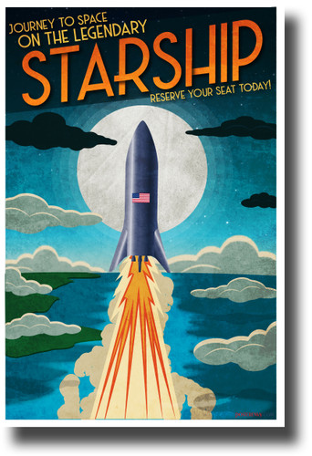Journey to Space on the Legendary Starship - NEW Humor Novelty Vintage Style POSTER