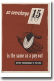 An Overcharge Is The Same As A Pay Cut - Vintage WW2 Poster