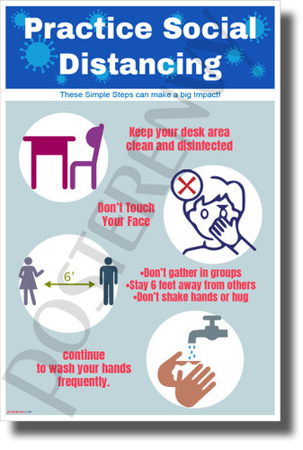 Practice Social Distancing at School - New Educational Health Public Safety Prevention Poster