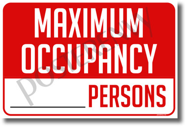 Maximum Occupancy - NEW Health Public Safety Prevention POSTER