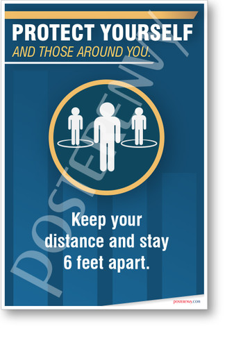 Keep Your Distance and Stay 6 Feet Apart - NEW Health Public Safety Prevention POSTER