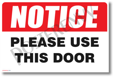 Please Use This Door - NEW Health Public Safety Prevention POSTER