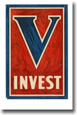 V - Invest - Vintage WW2 Poster