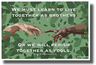 We Must Learn to Live Together as Brothers - MLK Quote - NEW classroom motivational Poster