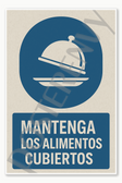 Keep Food Covered - Spanish Food Safety Restaurant Kitchen Poster Poster - 18 inch x 12 inch
