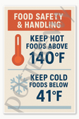 Keep Hot Foods Above 140°F and Keep Cold Foods Below 41°F - Restaurant Kitchen Food & Safety Temperature & Storage Sign Poster Poster - 18 inch x 12 inch