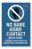 No Bare Hand Contact with Food – Ensures food safety by preventing contamination 1 Poster - 18 inch x 12 inch
