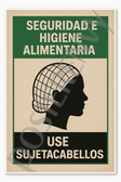 Wear Hair Restraints - Spanish Food Safety Restaurant Kitchen Poster Poster - 18 inch x 12 inch