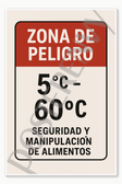 Zona de Peligro 41F 140F - Food Safety Kitchen Restaurant Poster - Spanish Poster 18 inch x 12 inch