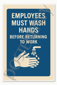 Employees Must Wash Hands Before Returning to Work Poster - 18 inch x 12 inch
