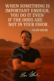 Elon Musk Famous Quote Poster – "Do It Even If the Odds Are Against You" – 18 inch x 12 inch